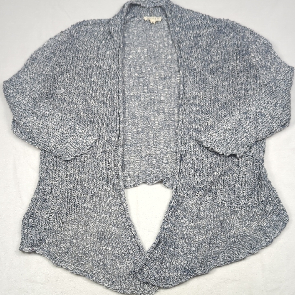 Eileen Fisher Open Front Open Knit‎ Women's 100% Cotton Cardigan Size Large